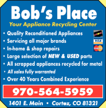 Bob's Place Reconditioned Appliances Parts & Service