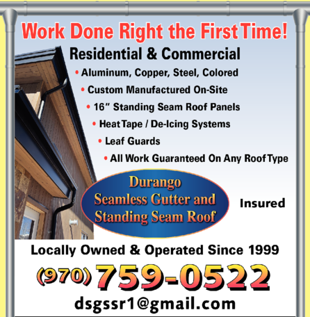 Durango Seamless Gutter & Standing Seam Roof