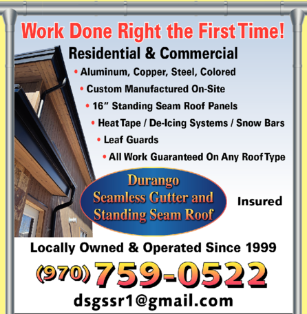 Durango Seamless Gutter & Standing Seam Roof