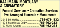 Baalmann Mortuary<br>& Crematory
