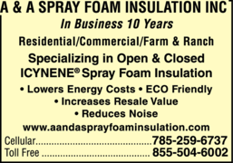 A & A Spray Foam<br>Insulation Inc